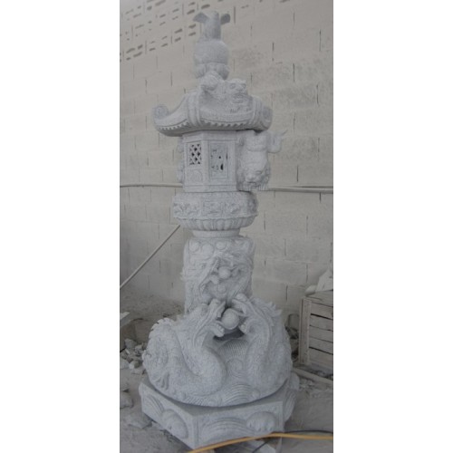 Imperial Dragon & Lion Zodiac Granite Lantern