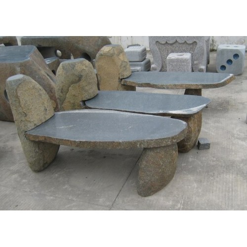 GT-090-1, Boulder stone bench with one end taller