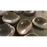 Polished Brown River Stone Shallow Basins