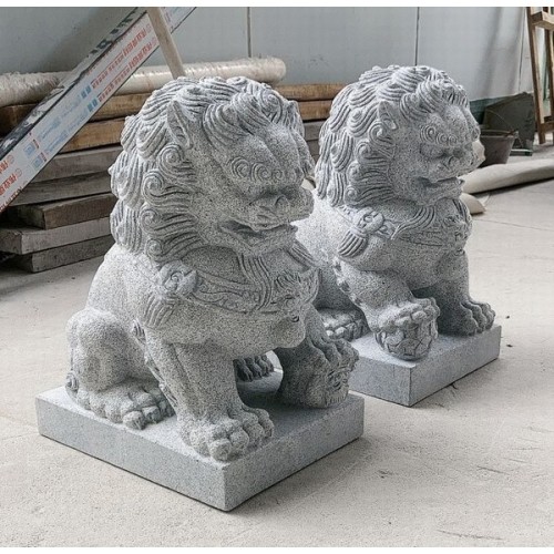 50cm Granite Foo Dog Sculptures, Chinese guardian lions