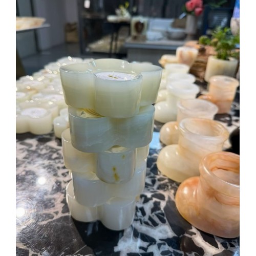 Luxury White Onyx Candle Holder with Scented Candle