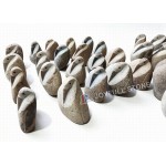 Medium size carved brown river stone owls