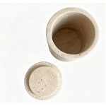 Beige Travertine Candle Jar with Lid