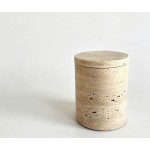 Beige Travertine Candle Jar with Lid