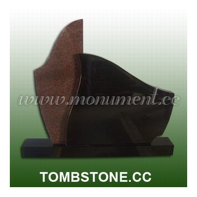MU-475, Black and red granite tombstone