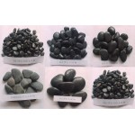 Landscaping black river stone pebbles