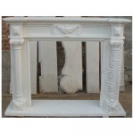 FC-106, Contemporary Style White Stone Fireplace