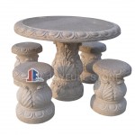 GT-051, Carved Pink granite table set