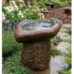 GW-675, Natural stone birdbath with koi fish sculpture