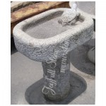 GBB-026, Granite birdbath with turtle carving