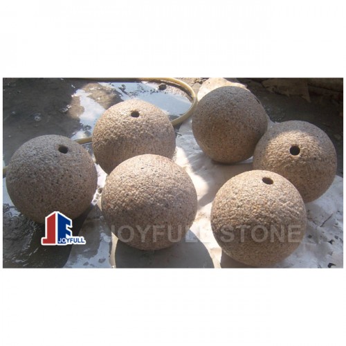Granite sphere water fountains, granite ball features