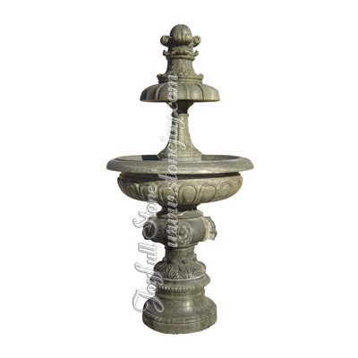 GFT-049-3, Green marble fountain with lion head sculpture