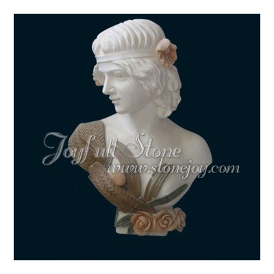 KB-205, Hand Carved Marble Beautiful Female Bust Statue