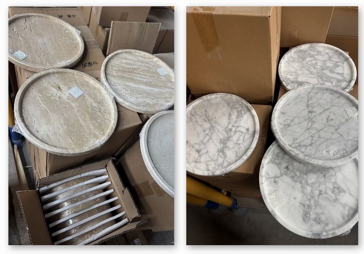 Beige travertine trays